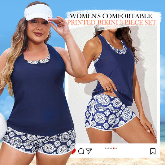 🏖️Summer Hot Sale 49% OFF💝✨Women's Comfortable Printed Bikini 3-Piece Set🩱