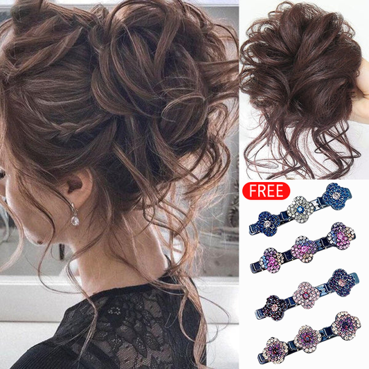 💁‍♀️LAST DAY - BUY 1 GET 1 FREE + FREE GIFT!!💗Messy Curly Hair Bun Scrunchie Extensions👩‍🦱