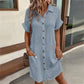 🔥Summer New🔥Women's Buttoned Short Sleeve Pocket Casual Shirt Dress