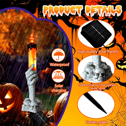 🔥BUY MORE SAVE MORE🥳Each Only ￡8.99!!!💀Solar Powered Skull Candle Light