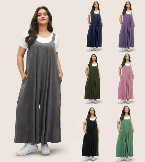 🔥Plus Size Supersoft Essentials Plain Adjustable Straps Dress