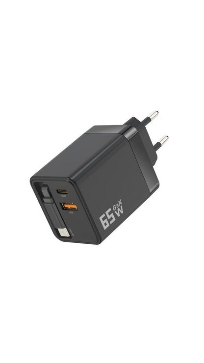 🔥Hot Sale 60% Off🔥65W Fast Charging Phone Charger Block with Retractable 80cm Type-C Cable🪫