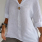 2024 New Plus Size V-neck Cotton and Linen Comfortable Top