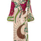 Tracey Linen Blend Unique Print Balloon Sleeve Tie-up Tunic Maxi Dress