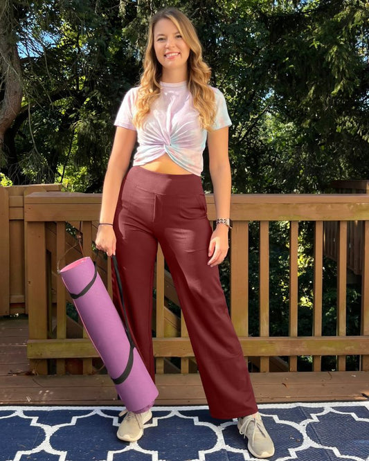 49% OFF⏰HOT SALE-WOMEN'S HIGH WAIST STRETCH CASUAL YOGA WIDE LEG PANTS