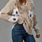 Women's Floral Pattern Scallop Trim Sweater