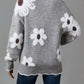 Women's Floral Pattern Scallop Trim Sweater