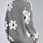 Women's Floral Pattern Scallop Trim Sweater