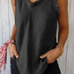 Cotton and Linen V-neck Raw Edge Design Vest