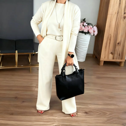 🎁Christmas Sale 50% Off🍁Elegant Longline Cardigan & Top & Pants 3-Pieces Set💓
