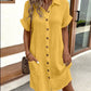 🔥Summer New🔥Women's Buttoned Short Sleeve Pocket Casual Shirt Dress