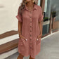 🔥Summer New🔥Women's Buttoned Short Sleeve Pocket Casual Shirt Dress
