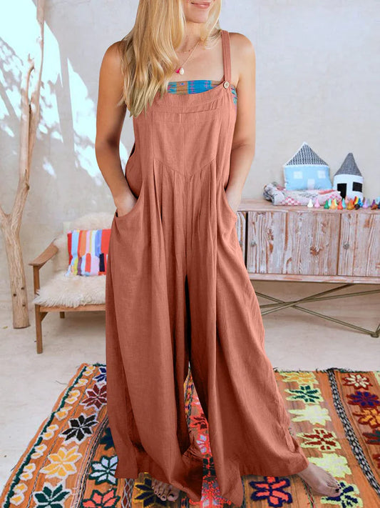 🔥BUY 2 FREE SHIPPING✈️💝Women's Sleeveless Wide Leg Jumpsuit with Pockets
