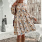 🎁Hot Sale 49% OFF🎄Women's French elegant style printed lantern sleeve dress