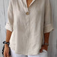 2024 New Plus Size V-neck Cotton and Linen Comfortable Top