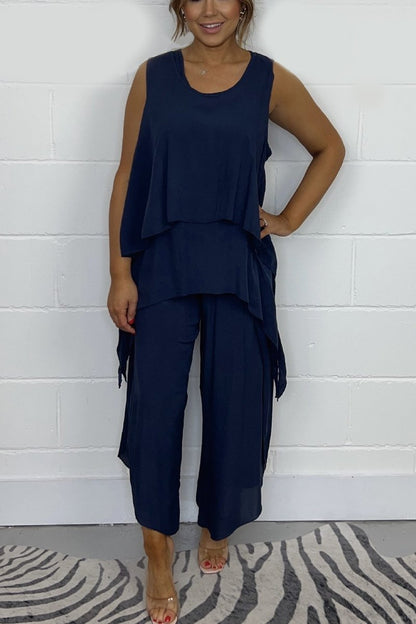 49% OFF💥Casual sleeveless loose top and pants suit