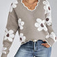 Women's Floral Pattern Scallop Trim Sweater