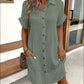🔥Summer New🔥Women's Buttoned Short Sleeve Pocket Casual Shirt Dress