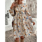 🎁Hot Sale 49% OFF🎄Women's French elegant style printed lantern sleeve dress