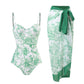 🌟Last Day 49% OFF-Women's Plants Print Contrast Mesh Swimsuit Set