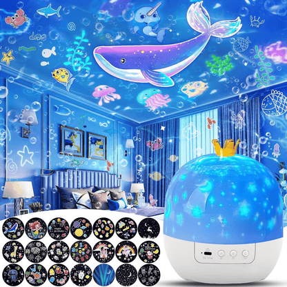 🎅LAST DAY PROMOTION - 50%OFF💜Projector Night Light for Kids 15 Sets of Films🔋Type-C Charging