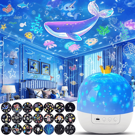 🎅LAST DAY PROMOTION - 50%OFF💜Projector Night Light for Kids 15 Sets of Films🔋Type-C Charging