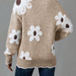 Women's Floral Pattern Scallop Trim Sweater