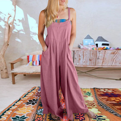 🔥BUY 2 FREE SHIPPING✈️💝Women's Sleeveless Wide Leg Jumpsuit with Pockets