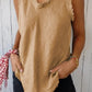 Cotton and Linen V-neck Raw Edge Design Vest