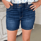 Blue Elastic Waist Mid Length Shorts