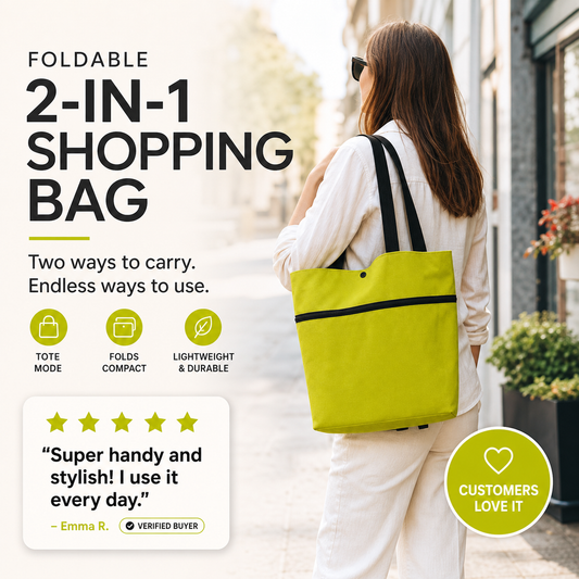 🔥HOT SALE 50% OFF🔥Buy 1 Get 1 Free🍉Foldable 2-in-1 Shopping Bag🛍️🍅