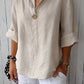 2024 New Plus Size V-neck Cotton and Linen Comfortable Top