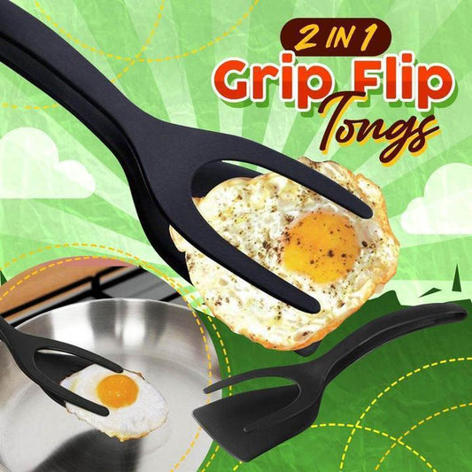 🌞Summer Hot Price Only Today-7.99!!🔥Buy 1 Get 1 Free🔥2 In 1 Grip Flip Tongs🍳