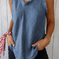 Cotton and Linen V-neck Raw Edge Design Vest