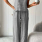 Solid Color Cotton Spaghetti Straps Long Pants Set