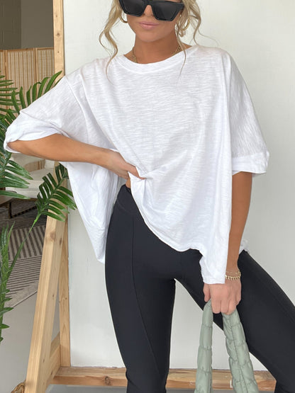 49% OFF TODAY💥Plus Size Round Neckline Oversized Midi Length Boxy Tee