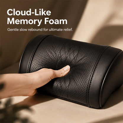 📢📢40% OFF !! ⏰ Ergonomic Memory Foam Car Headrest Pillow – Luxury PU Leather Neck Support Cushion