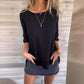 🔥2024 SUMMER HOT SALE🔥Women’s Casual Solid Color Round Neck 3/4 Sleeve T-Shirt