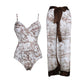 🌟Last Day 49% OFF-Women's Plants Print Contrast Mesh Swimsuit Set