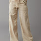 2024 New Plus Size Linen-Blend Wide-Leg Cargo Pant