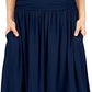 Flowing holiday skirt with a high waistband, ruffles and side pockets