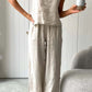 Solid Color Cotton Spaghetti Straps Long Pants Set