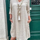 49% OFF🌸V-NECK THREE-QUARTER SLEEVE COTTON AND LINEN DRESS