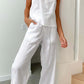 Solid Color Cotton Spaghetti Straps Long Pants Set