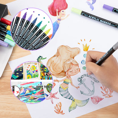 ✨️Amazing 50% Off！👩‍🎨Recommended by Painters！🌈A Must‑Have for Painting Enthusiasts!🌈Dual Tip Acrylic Paint Pen Marker