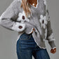 Women's Floral Pattern Scallop Trim Sweater