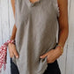 Cotton and Linen V-neck Raw Edge Design Vest