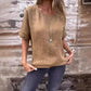 Women's Solid Color Round Neck Half-sleeved Cotton Linen Blouse