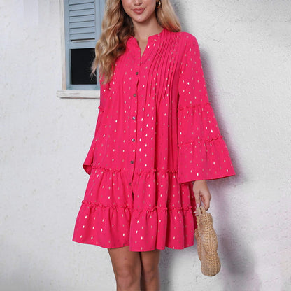 Women's Flared Sleeve Polka Dot Dress