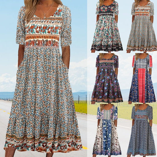 49% OFF🔥Women’s Elegant Bohemian Print Dress